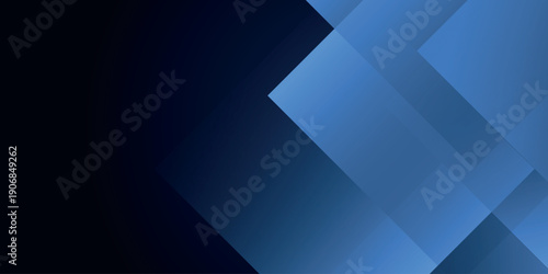 Dark blue gradient abstract background with overlapping glowing diamonds. Modern minimalist geometric design. Vector illustration EPS. 5