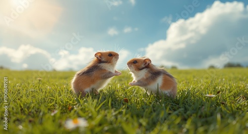 Lively hamsters engaging pl...