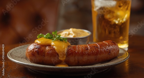 Grilled sausage served with...