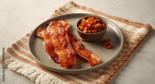 Crispy sizzling bacon strip...