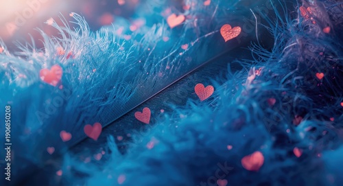 Blue and white feather text...