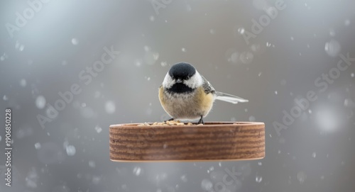 Buoyant chickadee pets feed...