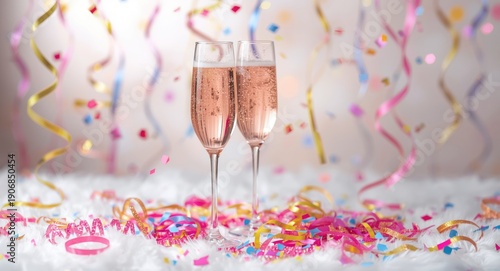 Festive pink champagne glas...