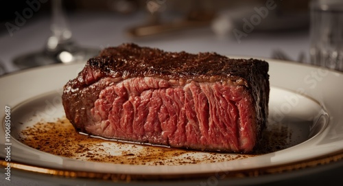 Close up of black angus ste...