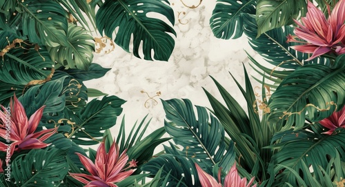 dense tropical foliage wall...