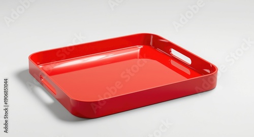 Glossy red tray paired with...