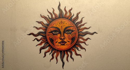 Dynamic sun tattoo drawing ...