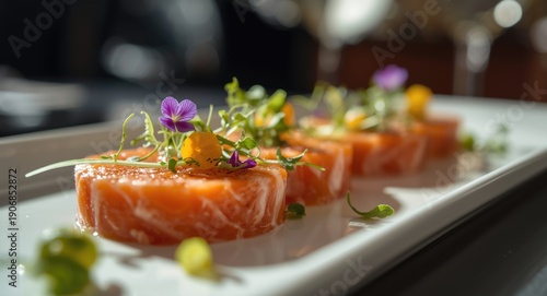 closeup of fresh salmon tar...