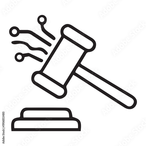 Gavel and Sound Block Icon Illustration.