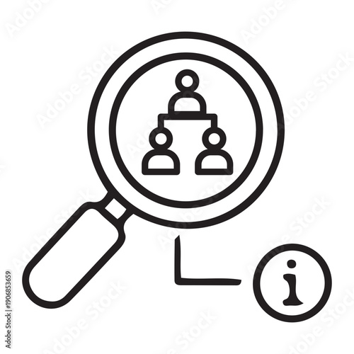 Magnifying Glass Focusing on People Icon.