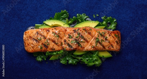 Grilled salmon fillet with ...