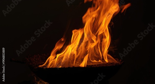 Charcoal flames raising tem...
