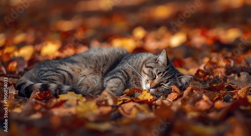 Lazy stray cat snoozing ami...