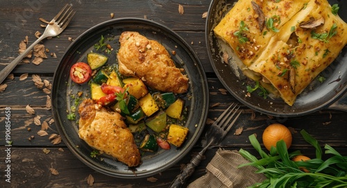 Baked chicken and healthy v...