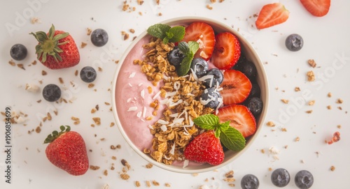 A vibrant strawberry and gr...