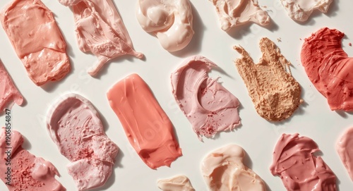 array of cosmetic cream swa...