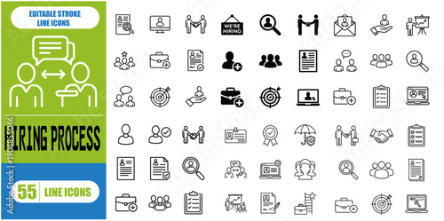 Hiring Process icon set. Vector illustration