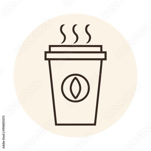 Coffee Cup Silhouette: A minimalist graphic of a takeaway coffee cup with steam rising, a simple illustration of a favorite morning beverage and moment.