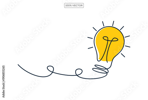 Vector  creative idea with hand drawn light bulb and lines art  illustration