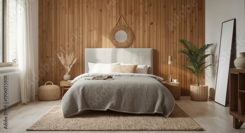 Calming Scandinavian bedroo...