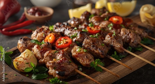 Delectable chicken beef and...
