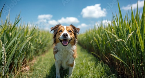 A happy pet in full length ...