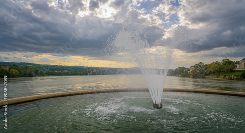 Fountain water jet splashin...