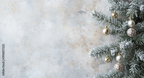 Frosted spruce branch featu...