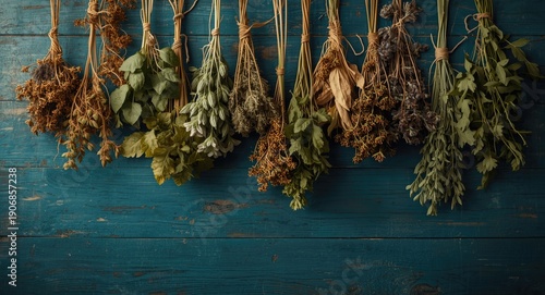 Hanging dried herbs arrange...