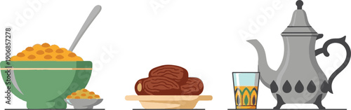 Ramadhan Kareem food and beverage tradition for Iftar and Suhoor meals