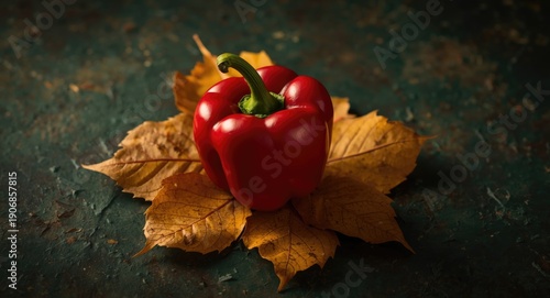 Crimson bell pepper resting...