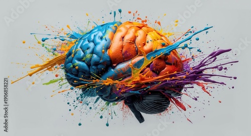 Brightly colored brain imag...