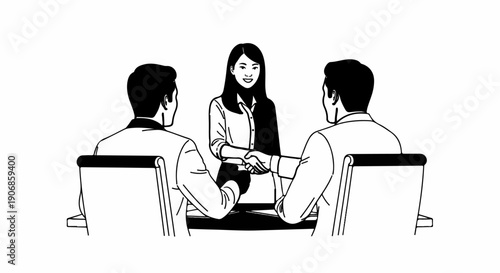 Business meeting, handshake sealing a deal, colleagues agree on terms