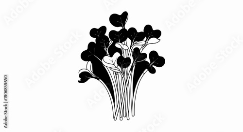 Bunch of stylized leaves, some filled black, some outlined