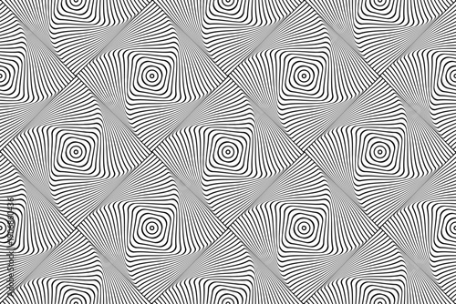 Abstract Seamless Geometric Op Art Pattern with 3D Illusion Effect. Black and White Lines Texture. 