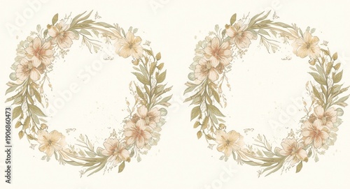 Hand rendered circular flor...