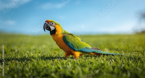 Happy parrot perched playfu...