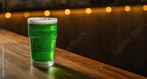Green beer glass chilled an...