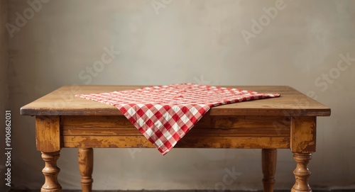 aged wooden table topped wi...