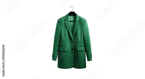 Hanging green coat isolated...