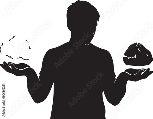 Man holding broken and unbroken eggs in his hands