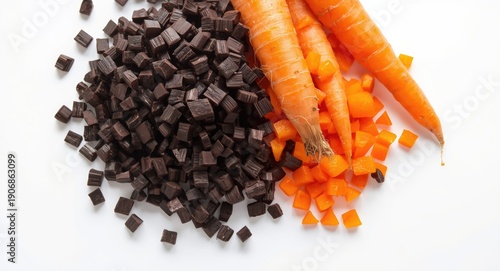 Close up of diced root vege...