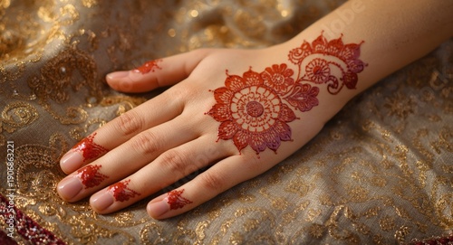 Indian henna tattoo on hand...
