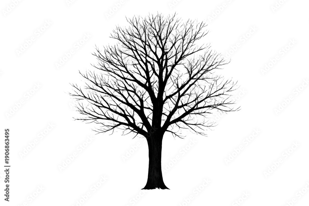 Obraz premium Leafless tree silhouette on transparent background