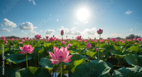 A bright sunny day with a f...