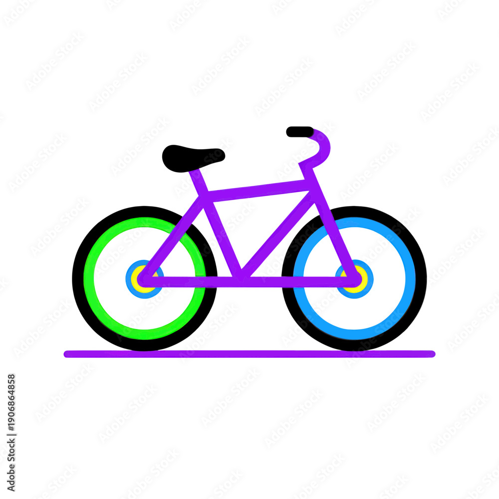 Fototapeta premium Bicycle Icon Purple Green Blue Wheels