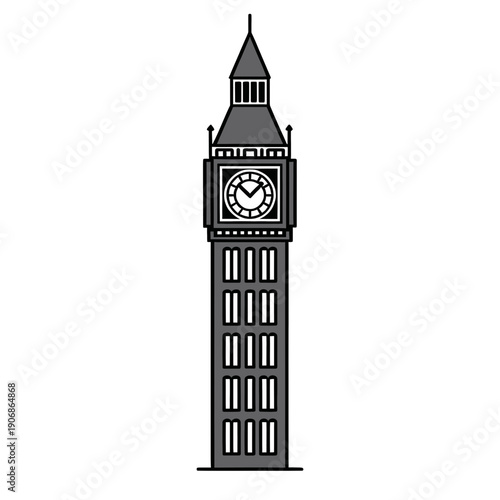 Big Ben Clock Tower Icon Vector Graphic