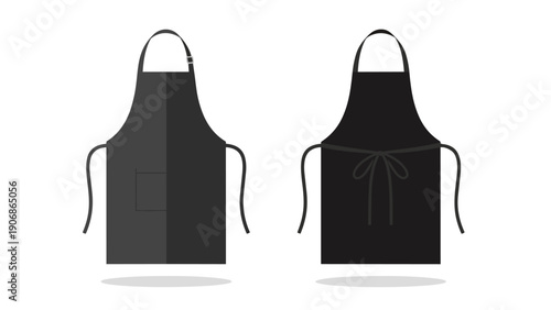 Two versatile black aprons illustrated in a clean, flat design perfect for various culinary, crafting, and professional tasks offering essential