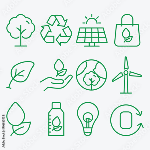 Eco Friendly Agriculture line icon set Design