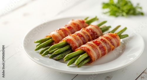 Close up look at bacon wrap...